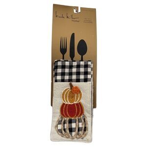 Nicole Miller Pumpkin Gourd Crewel Embroidered Utensil Holders Set of 4 NWT